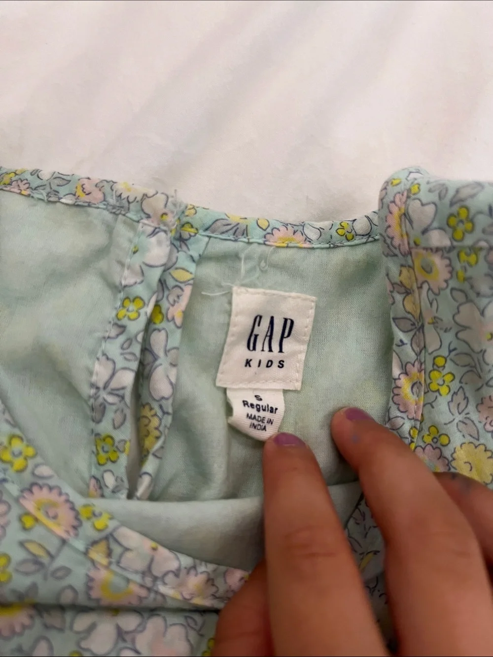 GAP Girls Floral Dress in Light Blue and Yellow